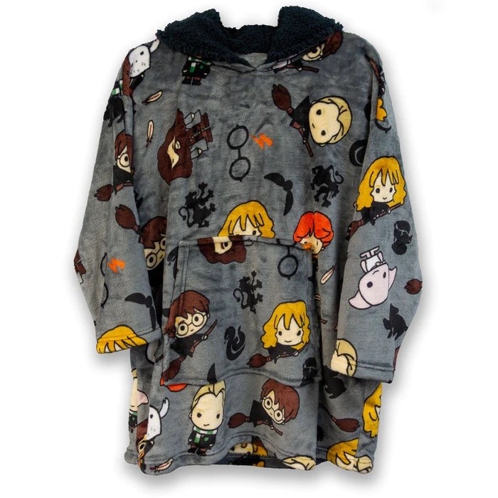 5056438930575 Bioworld Harry Potter Hogwarts Chibi Characters Kids Snuggle Oversized Hoodie