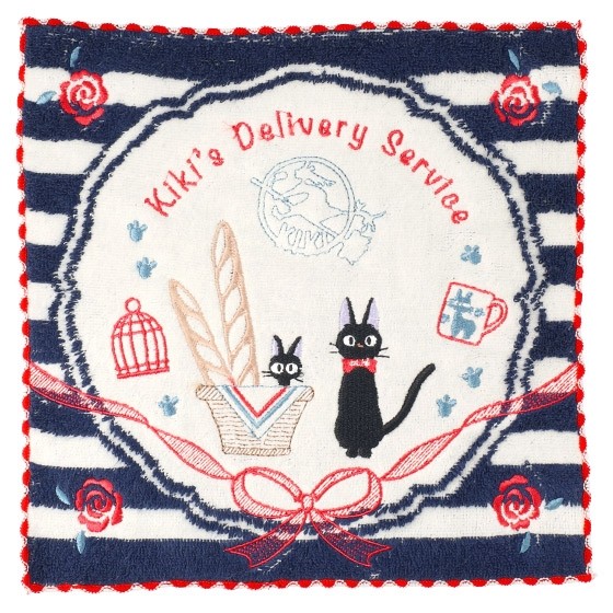 Studio Ghibli - Kiki's Delivery Service Mini Towel - Marine Blue Border
