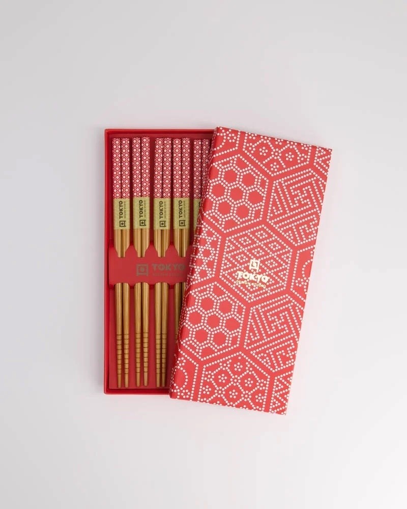 Chopstick Gift Set Red Multi Pattern