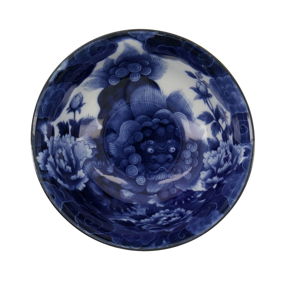Japonism Lion Small Tayo Bowl Blue 12.7x6. 8cm 350ml