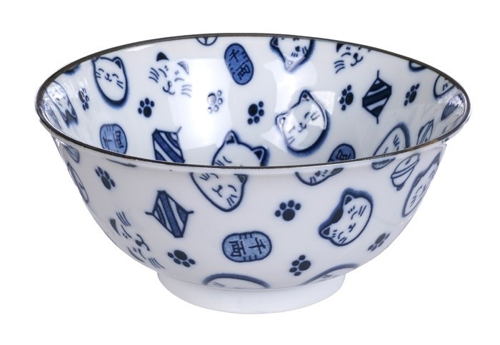 Maneki Neko - Kawaii Bowl 14.8 x 7cm 500ml Blue