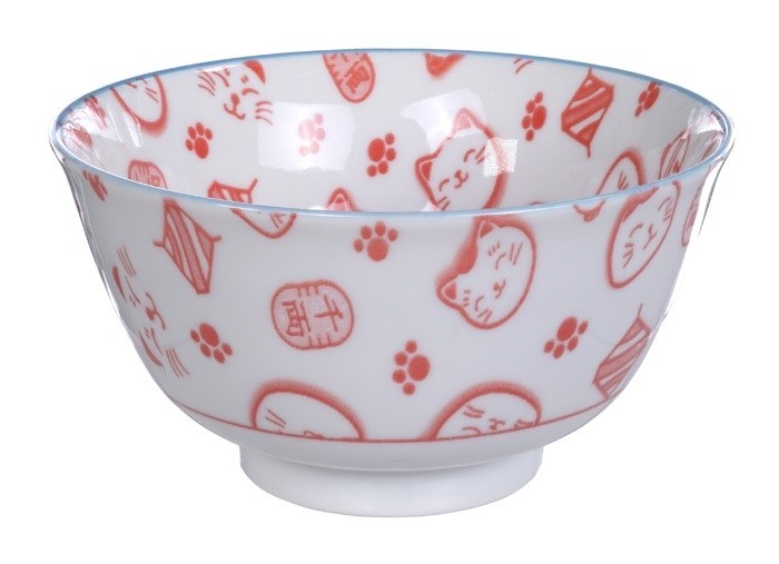 Maneki Neko - Kawaii Bowl 12.7 x 6.5cm 300ml Red
