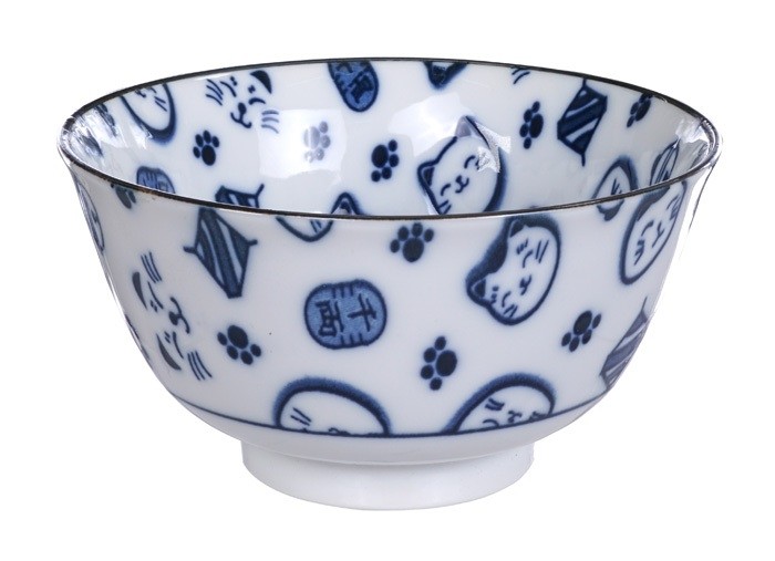 Maneki Neko - Kawaii Bowl 12.7 x 6.5cm 300ml Blue