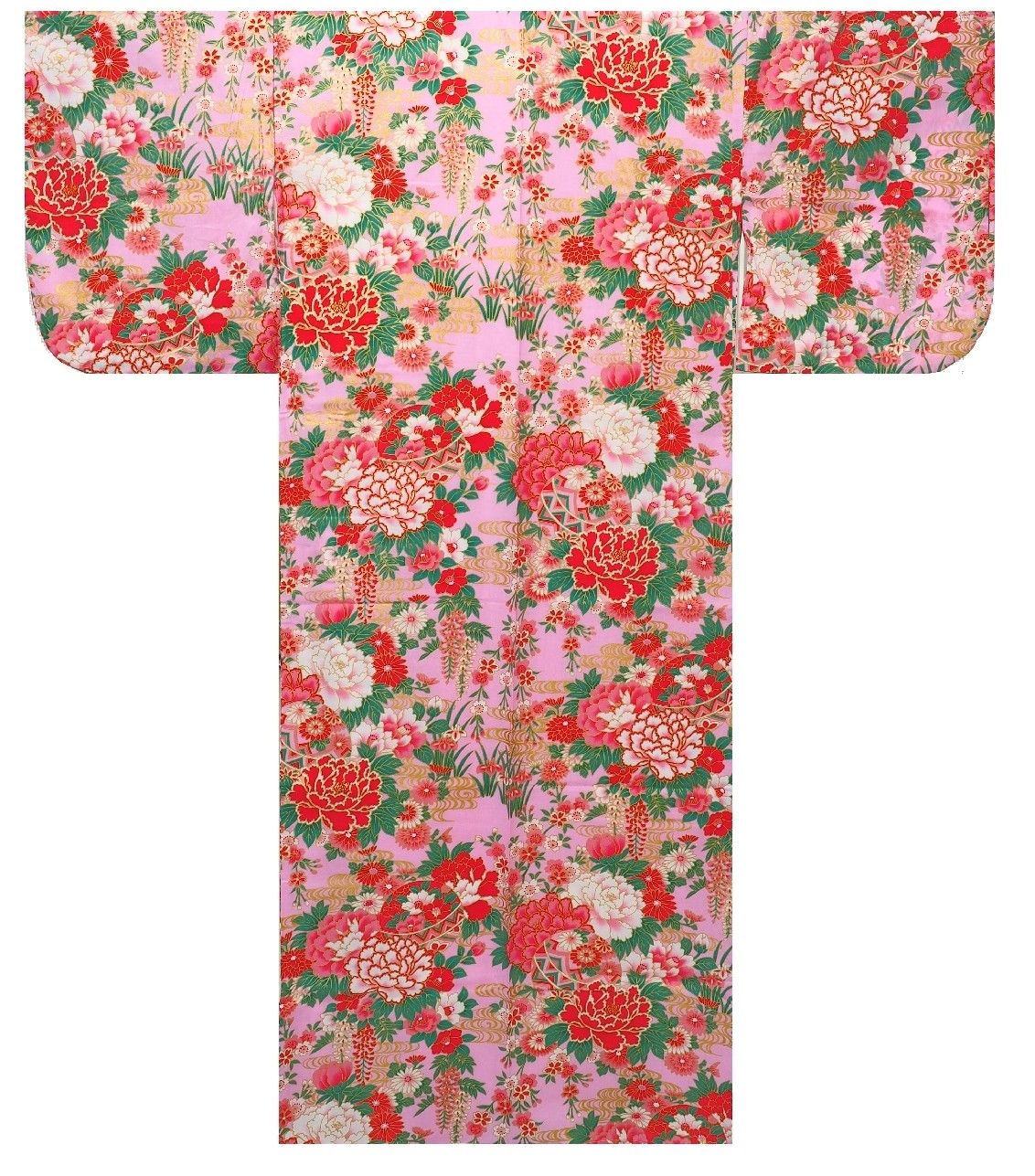 Ladies Yukata - Ball with Peony Thread - Pink