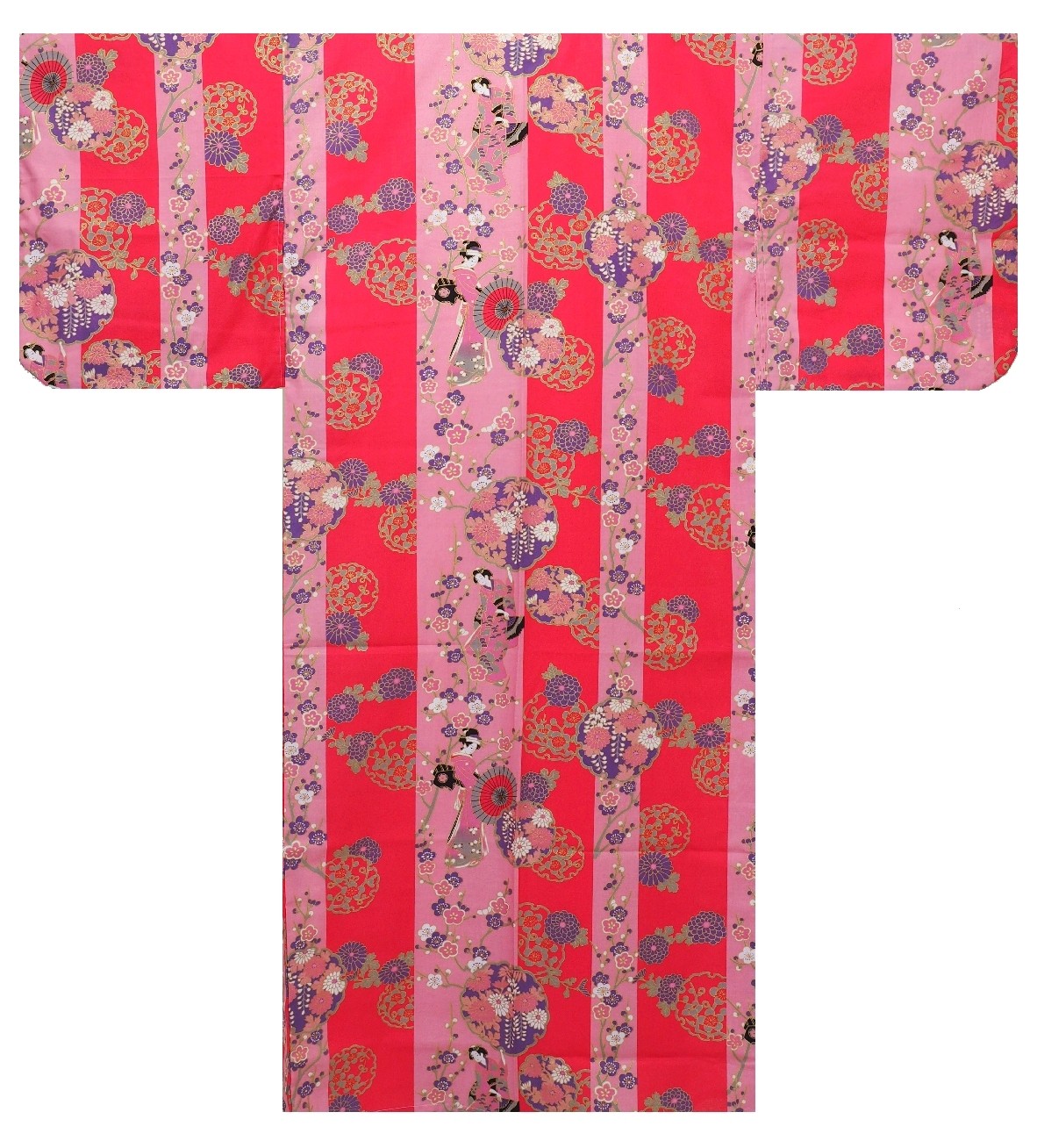 Ladies Yukata - ”GEISHA” Beauty on Stripe - Pink