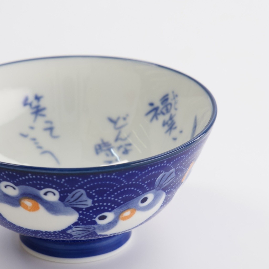 Kawaii Rice Bowls 11.3x5.8cm 300ml Blowfish Dark Blue