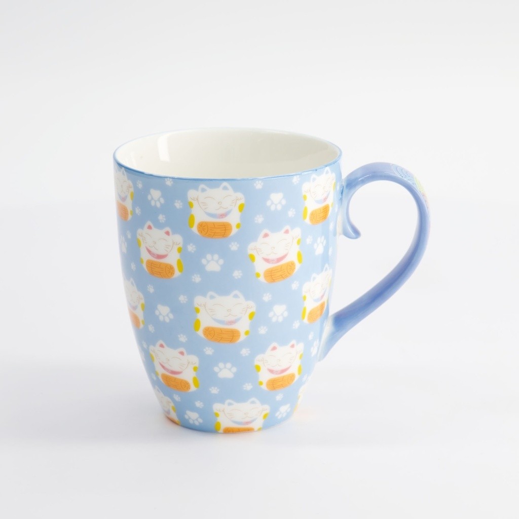 Kawaii Lucky Cat Mug W/Giftbox Blue 8.5x10.2cm 340ml