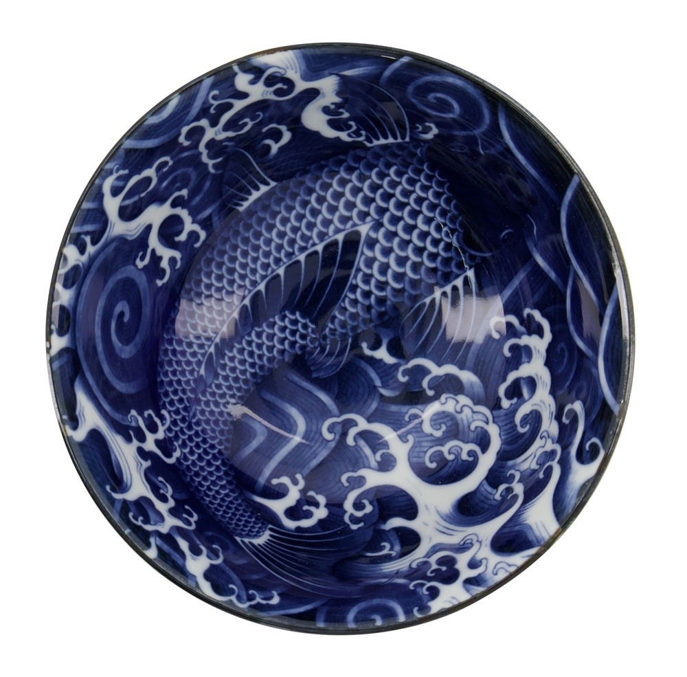 Japonism Carp Tayo Bowl Blue 14.7x6.9cm 500ml