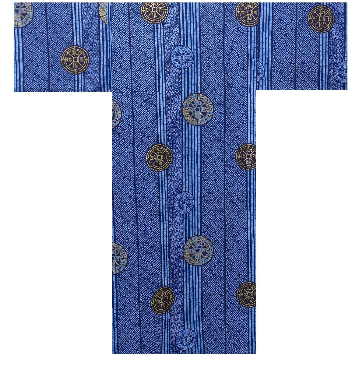 Mens Yukata - Ancient Coins - Blue