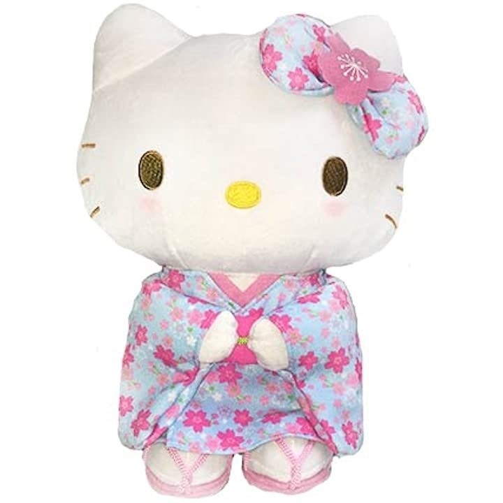 Sanrio Plush Doll Hello Kitty Sakura Kimono Light Blue 20cm