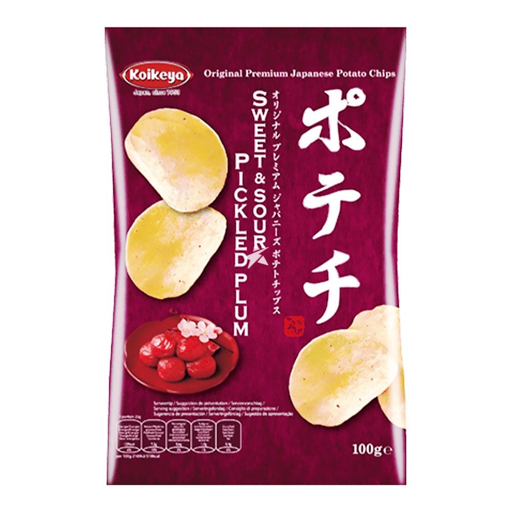 Koikeya Potechi Japanese Potato Chips - Sweet & Sour Pickled Plum Flavour 100g