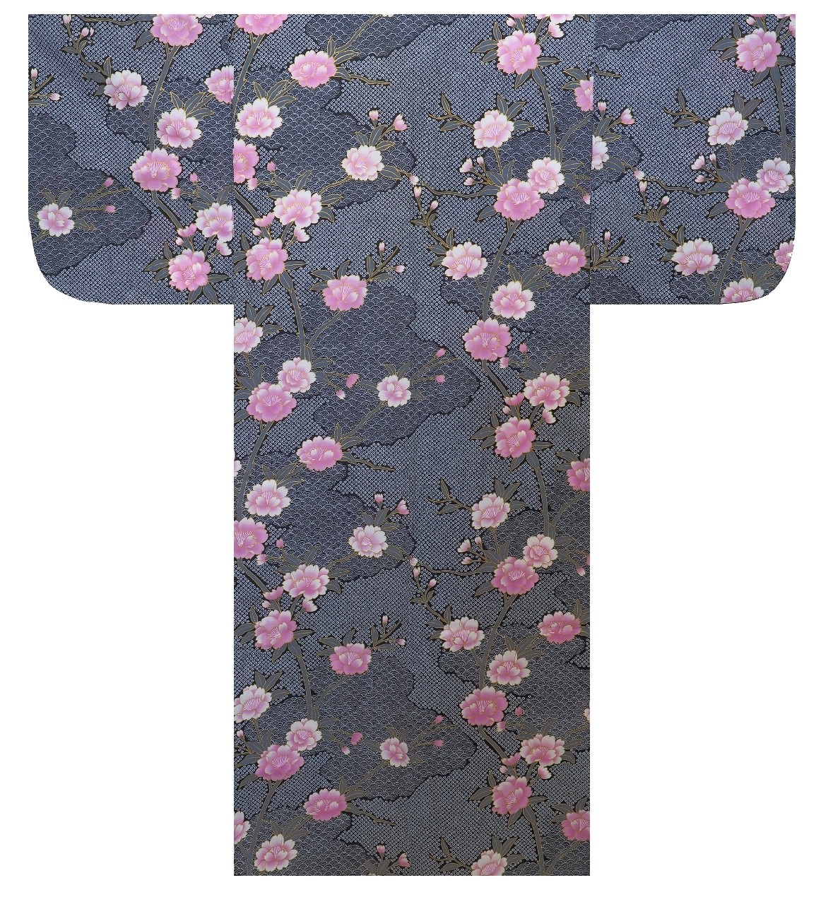 Ladies Yukata - “SAKURA” on Cloud Pattern - Black