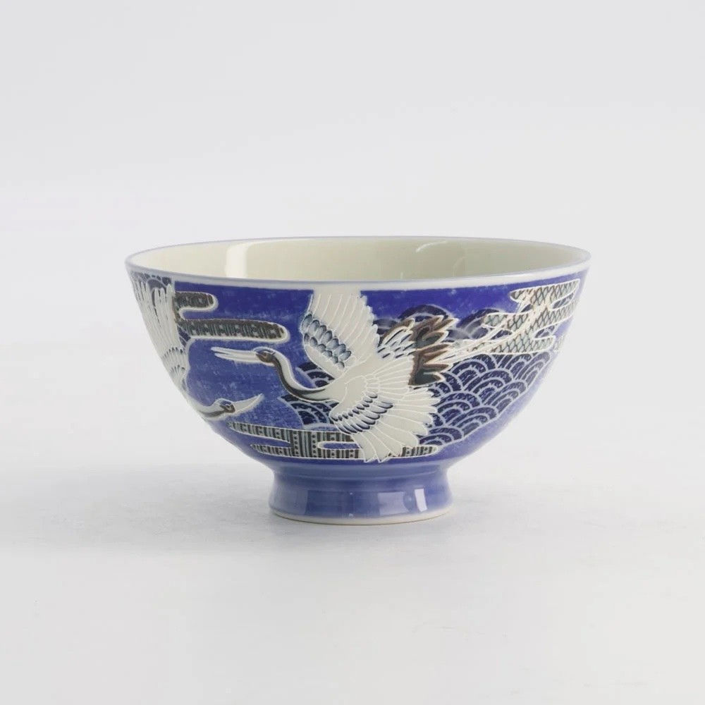 Kawaii Rice Bowl Crane 11.5x6cm 300ml Blue