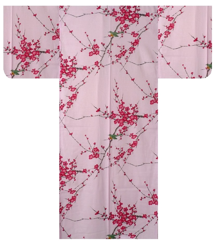 Ladies Kimono - Plum & Bush Warbler - Pink