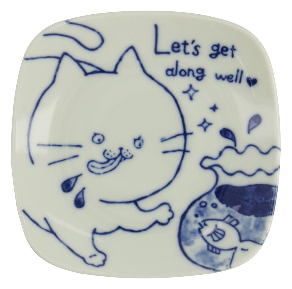 Neko Maruke Cat Plate 12.5x12.5x1.8cm