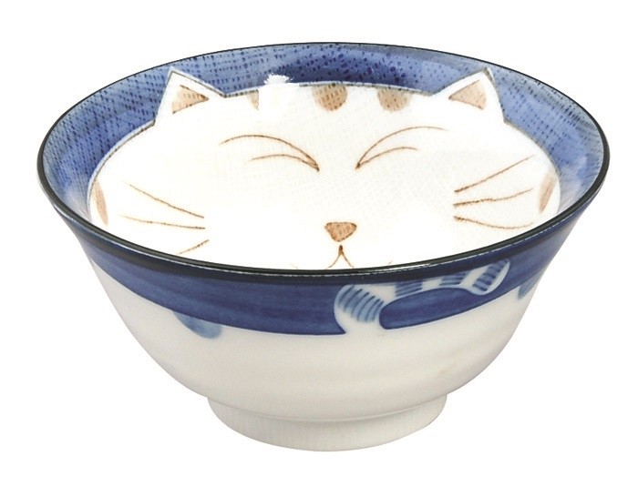Maneki Neko - Kawaii Bowl Cat Tayo 13.5 x 6.8cm 300ml Blue