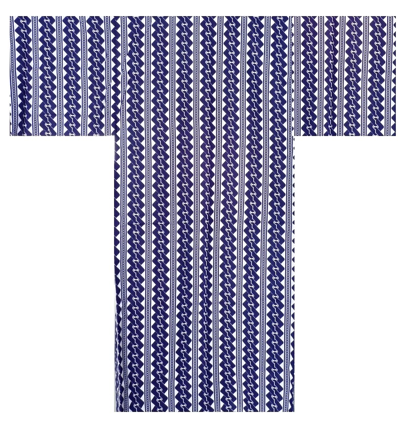 Mens Yukata - Chain Pattern - White