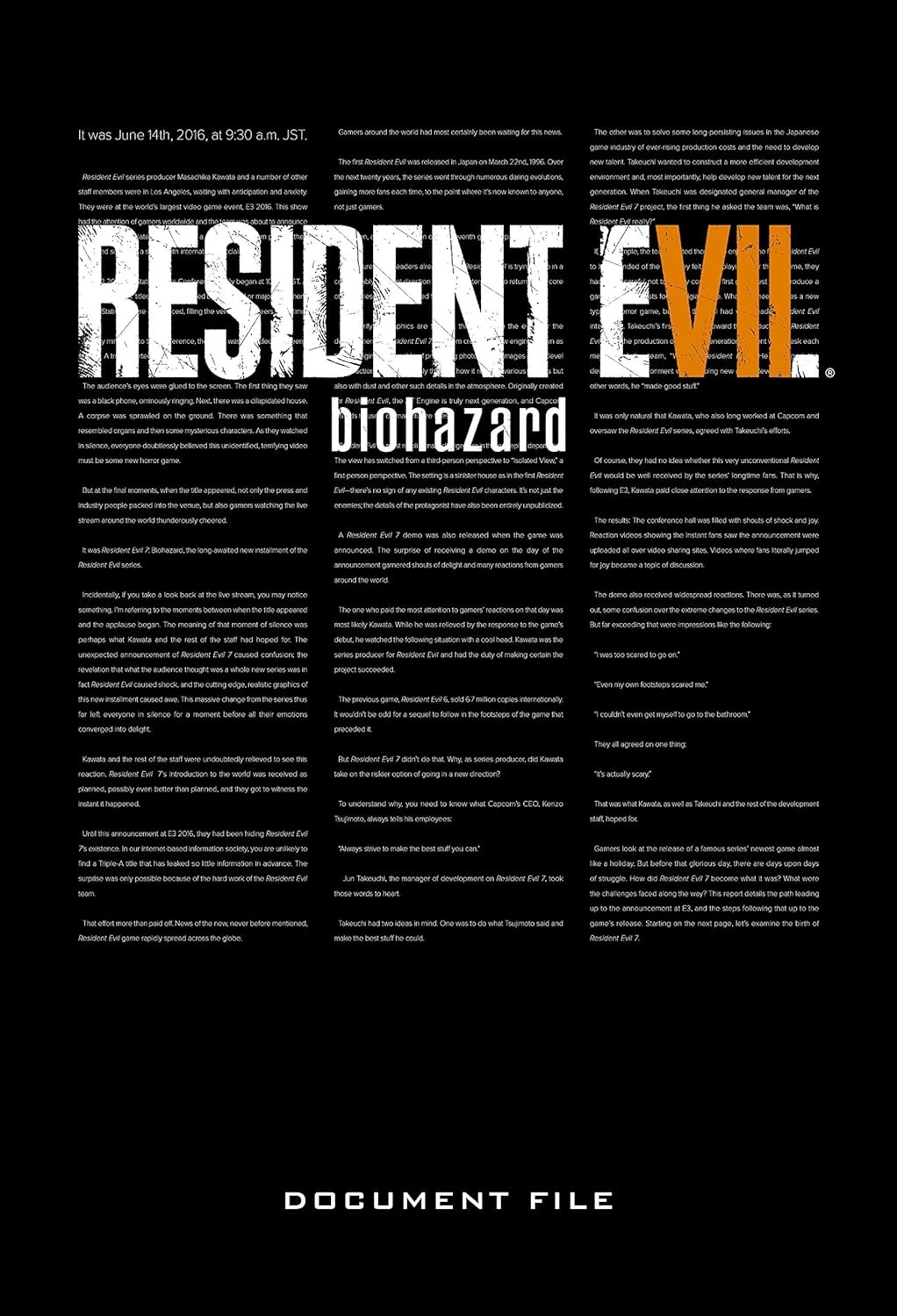 Resident Evil 7: Biohazard Document File Art Works