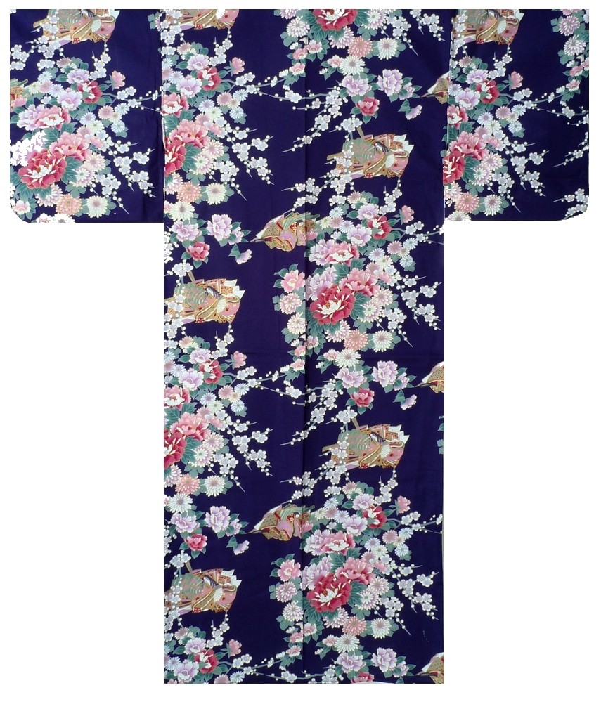 Ladies Kimono - Princess & Peony - Navy