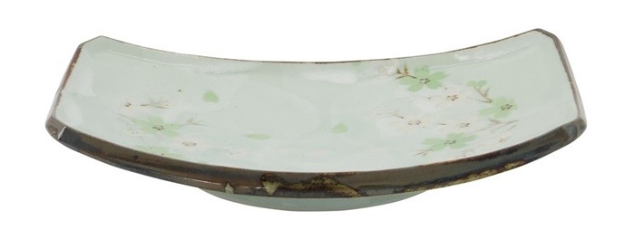 Green Cosmos Oblong Plate 18.5x12.2x1.9cm