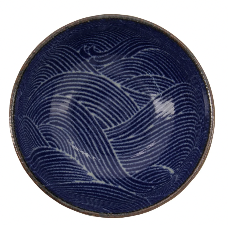 Seigaiha Blue Tayo Bowl 12.8x6.8cm 500ml