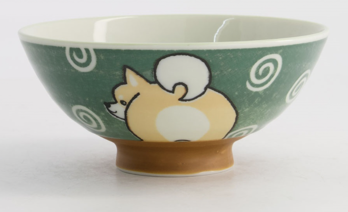 Kawaii Rice Bowl Shiba-Dog 14.5x6.5cm 500ml Green