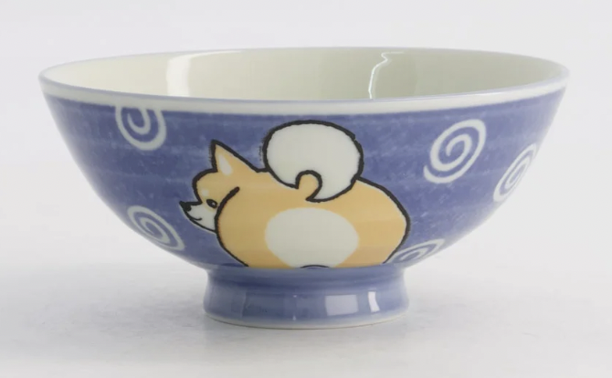 Kawaii Rice Bowl Shiba-Dog 14.5x6.5cm 500ml Blue
