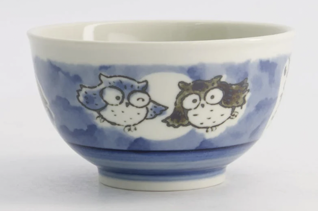 Kawaii Rice Bowl Owl 13x8cm 400ml Blue