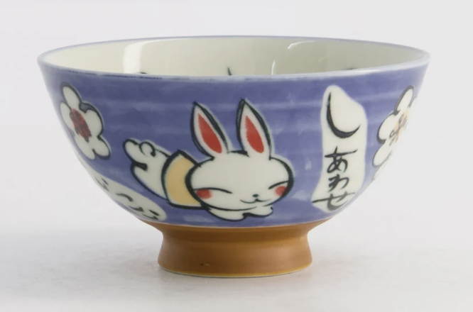 Kawaii Rice Bowl Rabbit 11.5x6cm 300ml Blue
