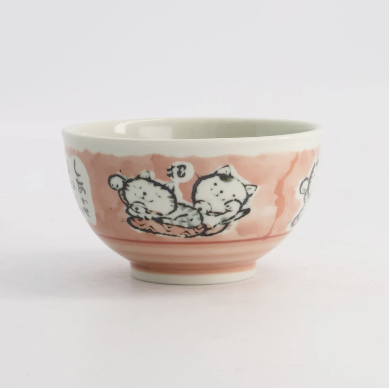 Kawaii Rice Bowl Cat 16x8cm 600ml Pink