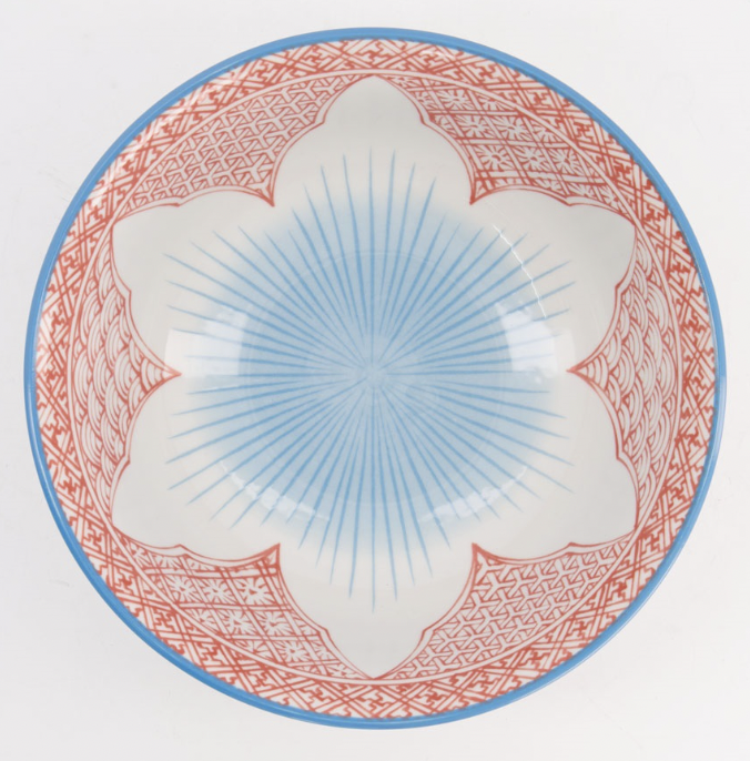 Lily Flower Bowls Ramen 20.5x8cm 1200ml Light Red