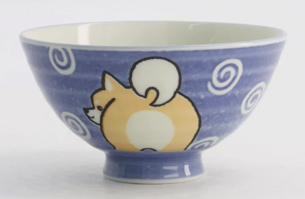 Kawaii Rice Bowl Shiba-Dog 11.5x6cm 350ml Blue
