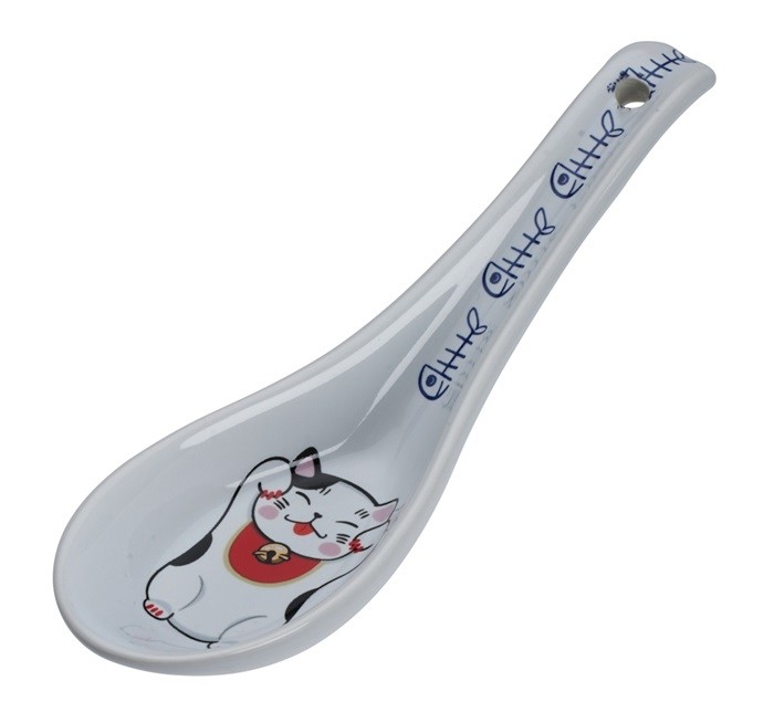 Kawaii Spoon Lucky Cat Red Bell 13.8x4. 8cm
