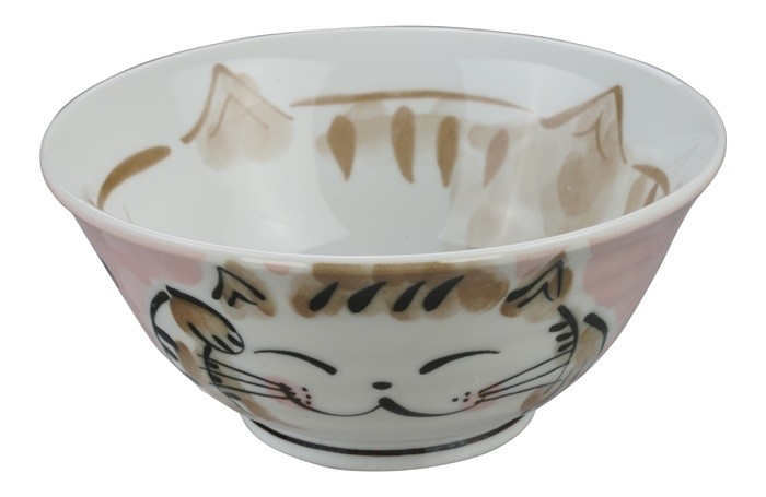 Kawaii Tayo Bowl Fuku Cat Pink 15 x 7cm 500ml 