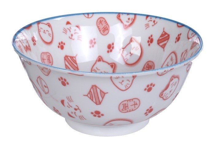 Maneki Neko - Kawaii Bowl 14.8 x 7cm 500ml Red