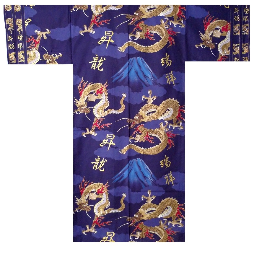 Mens Kimono - Dragon & Mt.”Fuji” - Navy