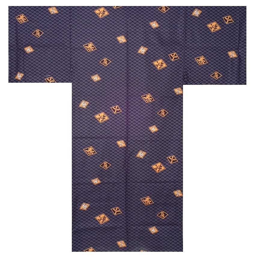 Mens Yukata - Diamond Pattern - Black