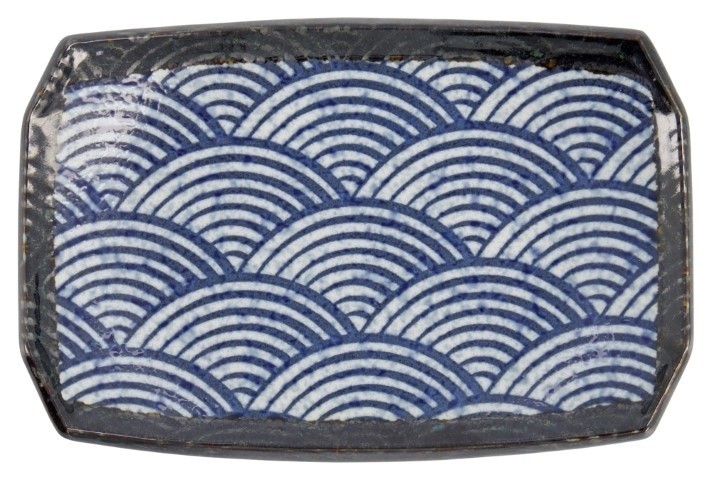 Aisai Seigaiha Oblong Plate 22x14.5x2.3cm