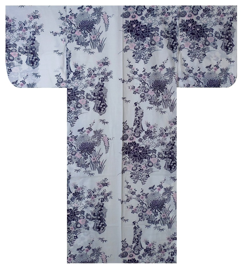 Ladies Yukata - Peony & Beauty - White