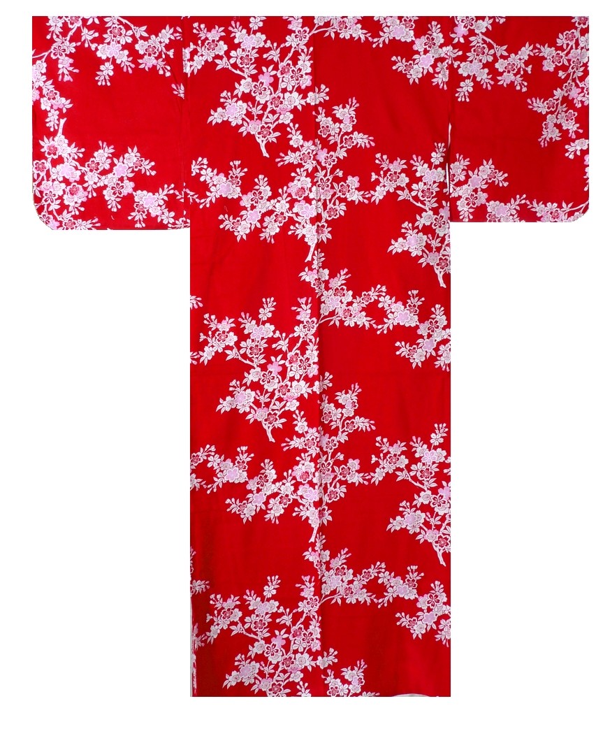 Ladies Yukata - Cherry Blossoms - Red