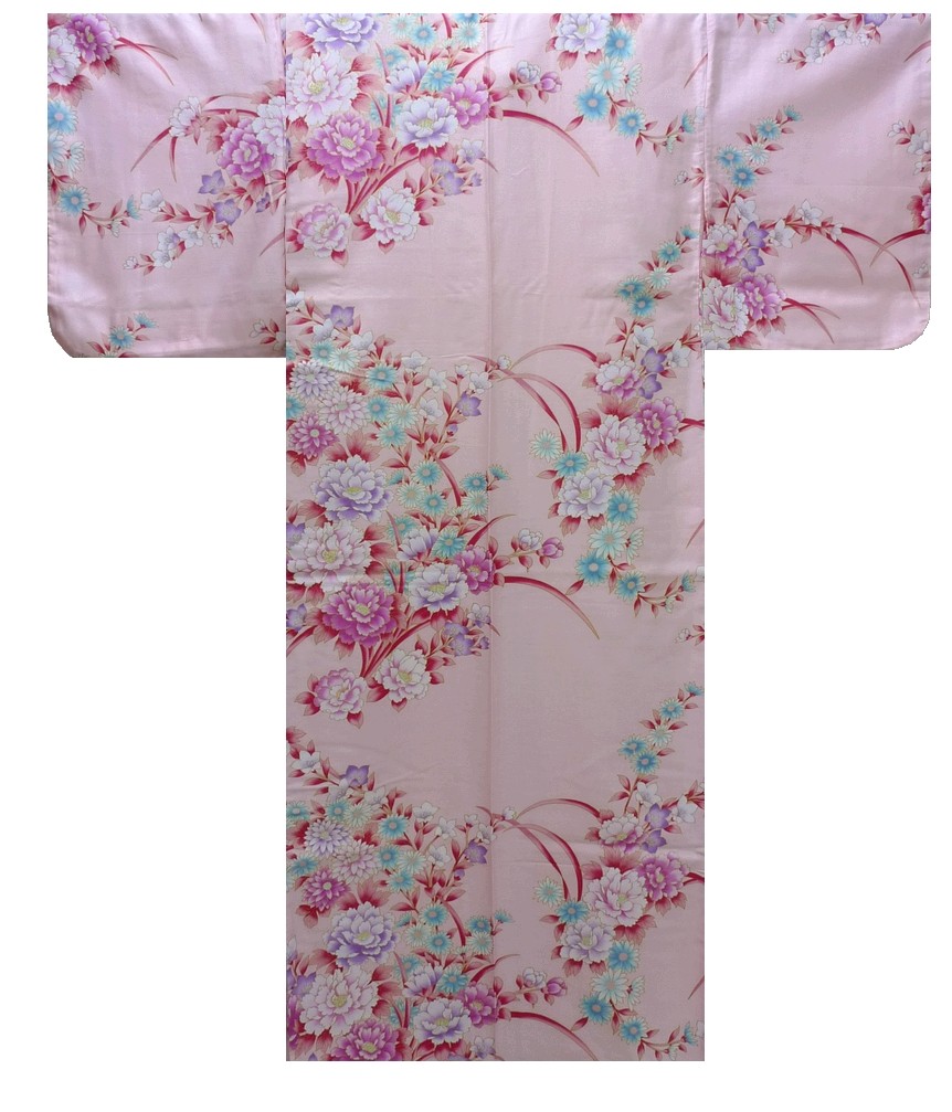 Ladies Kimono - Peony & Chrysanth - Pink