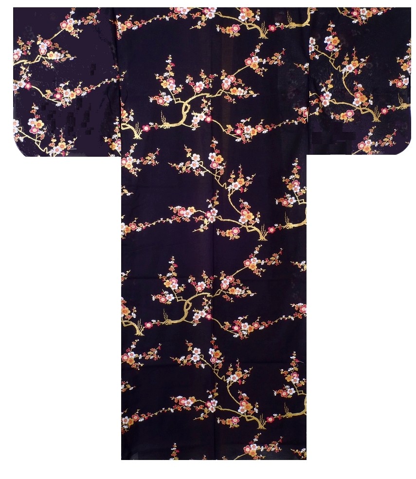 Ladies Yukata - Golden Plum - Black