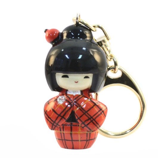 Kokeshi Doll Keyring Kasuri Orange