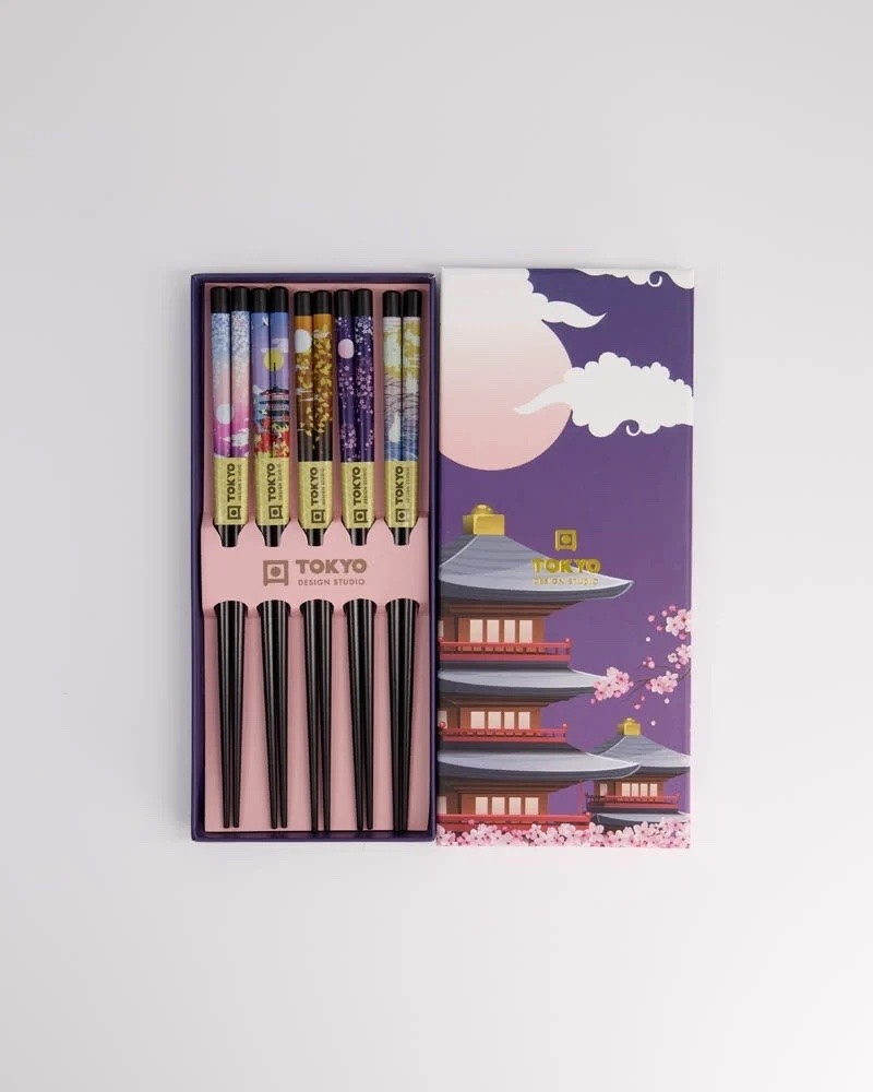 Chopstick Set Purple Temple