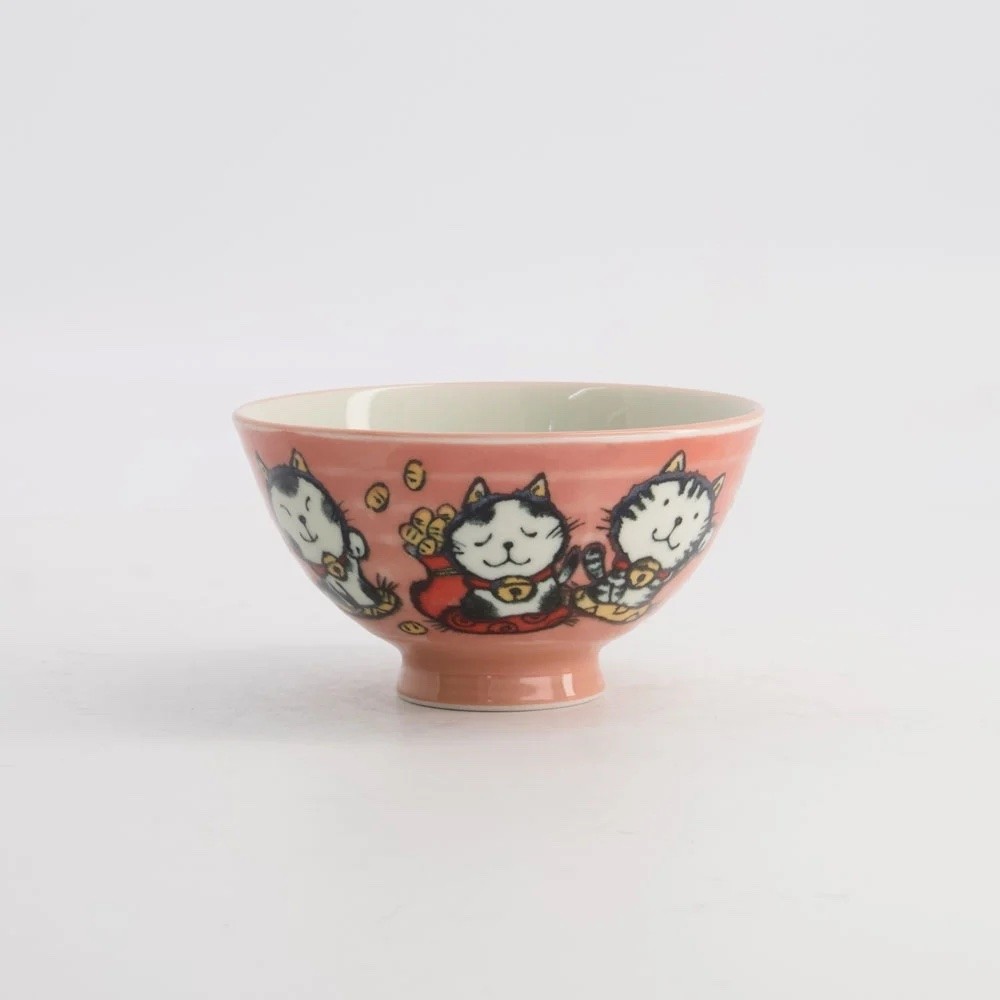 Kawaii Rice Bowl Cat Neko 11.4x6.2cm 300ml Pink