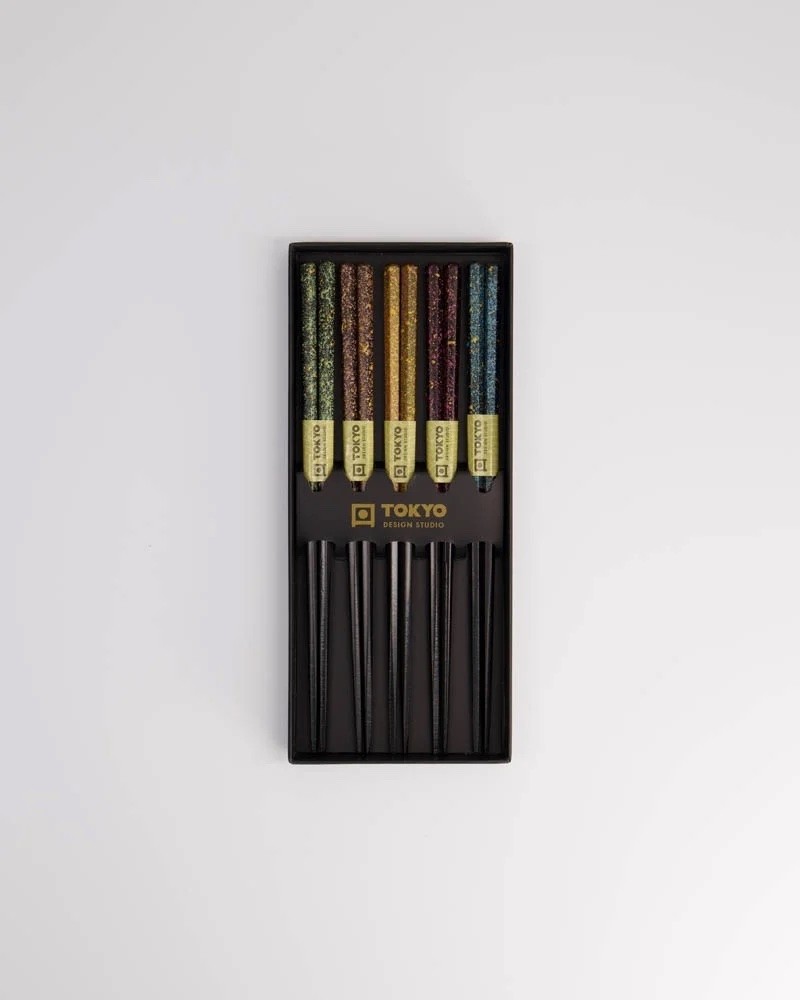 Chopstick Set Wooden Black Blue