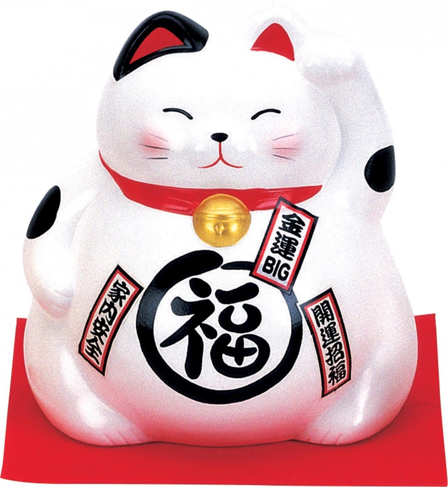 Maneki Neko - Lucky Cat - White - Purity & Hapiness - 21 cm