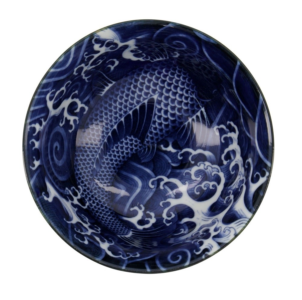 Japonism Carp Small Tayo Bowl Blue 12.7x6.8cm 350ml