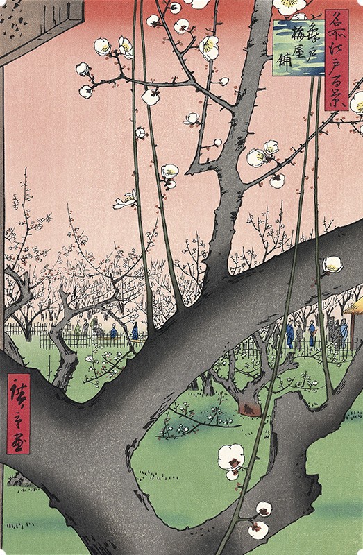Plum Garden at Kameido Japanese Woodblock Print Ukiyo-e by Hiroshige Medium 8x6 Inches Photo Print on a Mount
