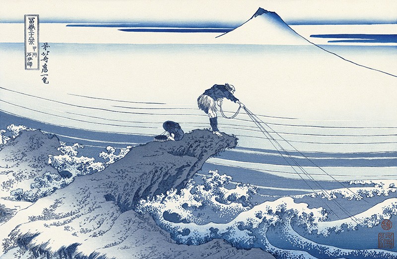 Lone Fisherman at Kajikazawa Japanese Woodblock Print Ukiyo-e by Hokusai Medium 8x6 Inches Photo Print on a Mount